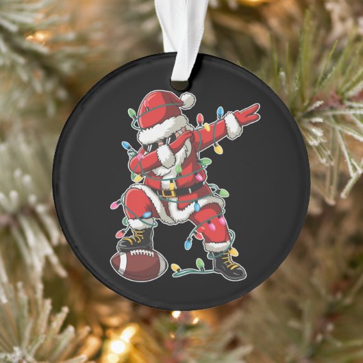 Kerstman Dabbing Voetballer Xmas Football Ornament (Boom)