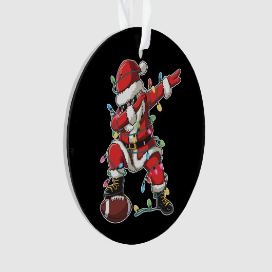 Kerstman Dabbing Voetballer Xmas Football Ornament (voorkant)