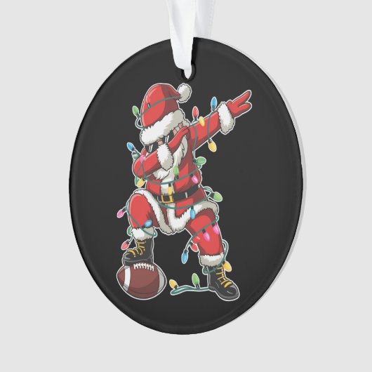 Kerstman Dabbing Voetballer Xmas Football Ornament (voorkant)