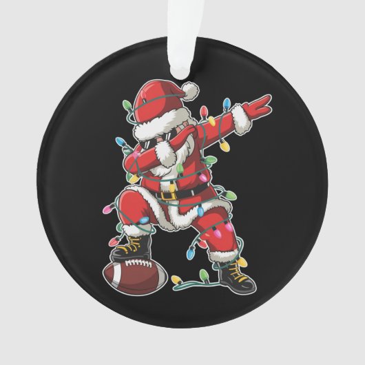 Kerstman Dabbing Voetballer Xmas Football Ornament (voorkant)