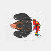Kerstman Dachshond Licht Kerstmis  Fleece Deken (Voorkant (Horizontaal))