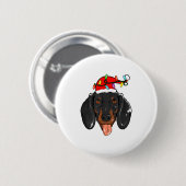 Kerstman Dachshond Licht Kerstmis Ronde Button 5,7 Cm (Voorkant /achterkant)