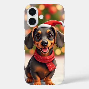 Kerstman Dachshund Kerstvreugde 🎄🐾 Schattig Fest iPhone 16 Hoesje
