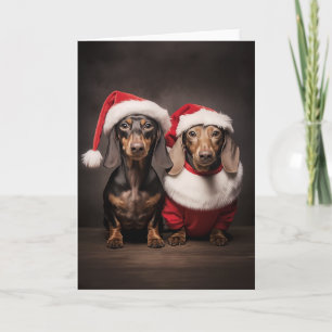 Kerstman Dackel Tweeling Kaart