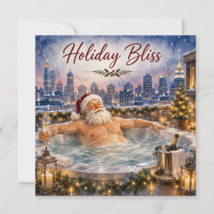 Kerstman Dak Hot Tub Kerstgeluk Kerstmis Feestdagenkaart