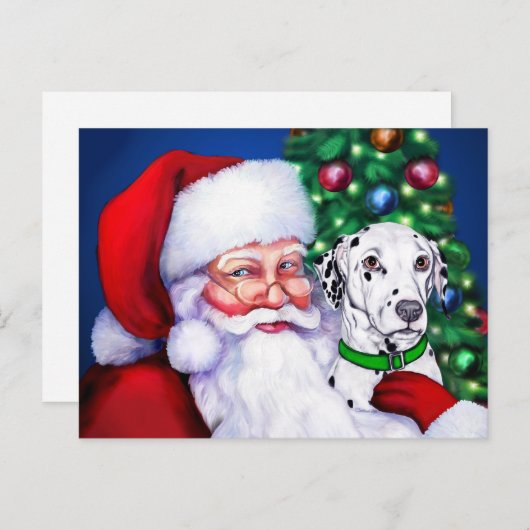 Kerstman Dalmatiaan Feestdagenkaart (Voorkant / Achterkant)