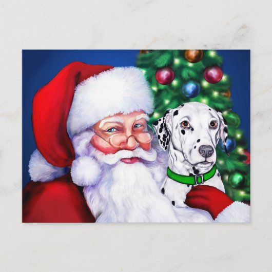 Kerstman Dalmatiaan Feestdagenkaart (Voorkant)