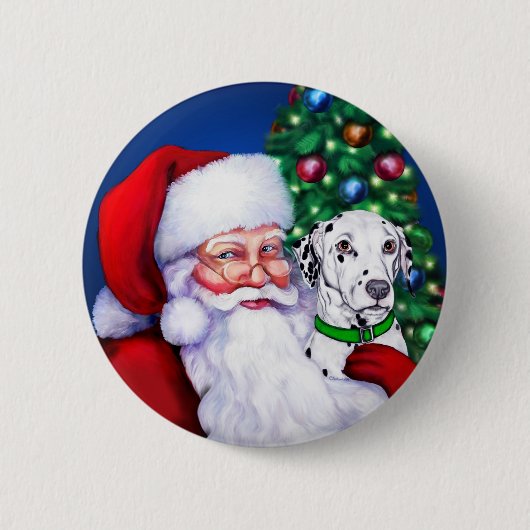 Kerstman Dalmatiaan Ronde Button 5,7 Cm (Voorkant)