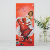 Kerstman dansend met vrouwen uit vroeger tijden feestdagenkaart (Staand voorkant)