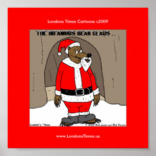 Kerstman de Beer Kerst Grappige Poster