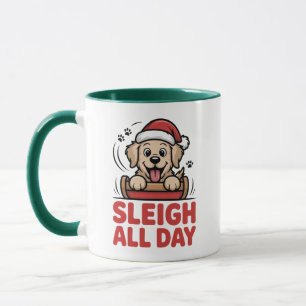 Kerstman de hele dag vrolijke retriever Kerstmis Mok