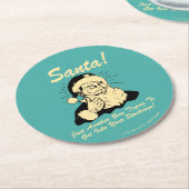 Kerstman. De man probeert je voorraad in te halen Ronde Kartonnen Onderzetter (Gebogen)