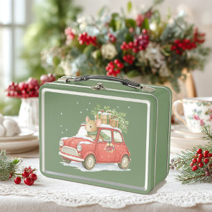 Kerstman de muis draagt presenMetal Lunchbox