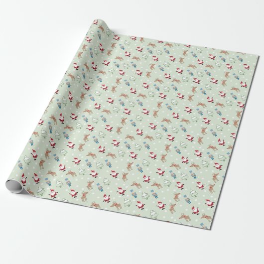 Kerstman decoratie cadeaupapier (Uitgerold)