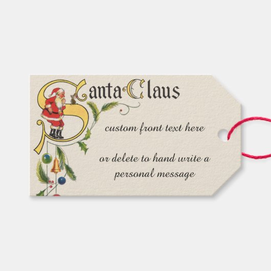  kerstman, decoratieve kerstgrens cadeaulabel (Voorkant (Horizontaal))