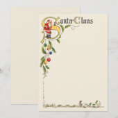  kerstman, decoratieve kerstgrens feestdagenkaart (Voorkant / Achterkant)