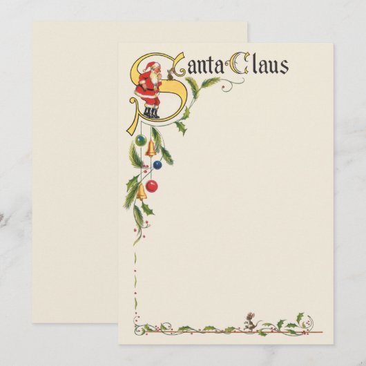  kerstman, decoratieve kerstgrens feestdagenkaart (Voorkant / Achterkant)