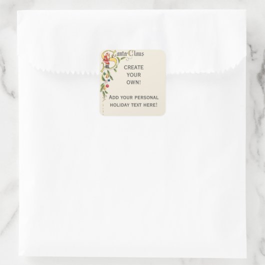  kerstman, decoratieve kerstgrens vierkante sticker (Tas)