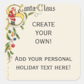 kerstman, decoratieve kerstgrens vierkante sticker (Voorkant)