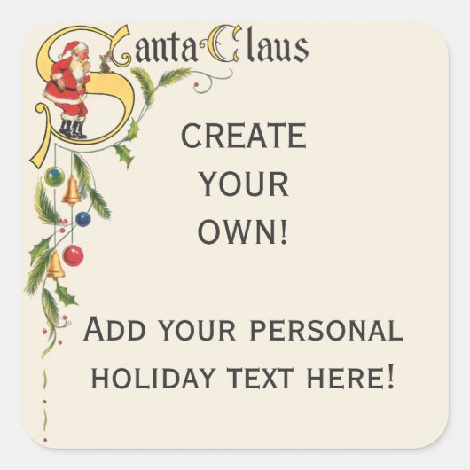  kerstman, decoratieve kerstgrens vierkante sticker (Voorkant)
