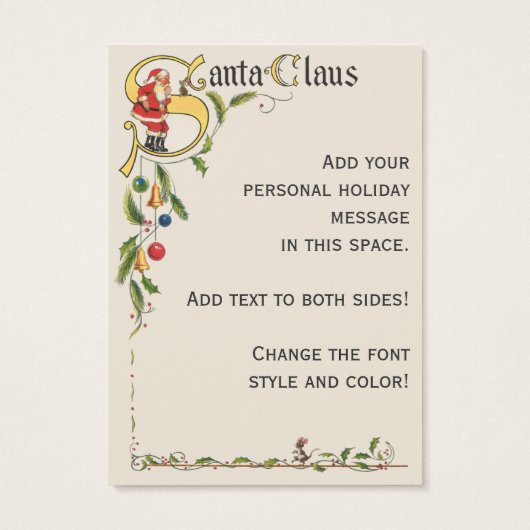 kerstman, decoratieve kerstgrens visitekaartje (Achterkant)