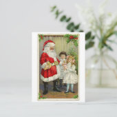  Kerstman deelt cadeaus uit Feestdagenkaart (Staand voorkant)