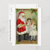  Kerstman deelt cadeaus uit Feestdagenkaart (Voorkant / Achterkant)