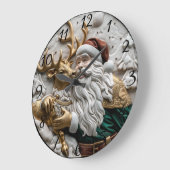 Kerstman deelt vreugdevol momenten met rendieren grote klok (Hoek)