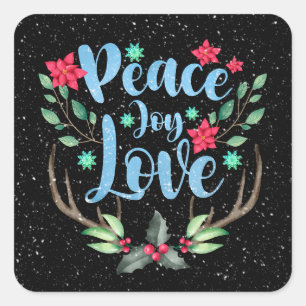 Kerstman Deer Antlers in Snowflakes Vierkante Sticker