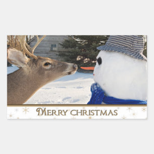 Kerstman Deer en Snowman Rechthoekige Sticker
