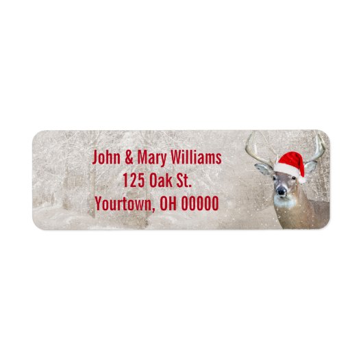 Kerstman Deer met Santa Hat Etiket (Voorkant)