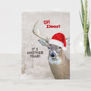 Kerstman Deer met Santa Hat Feestdagen Kaart