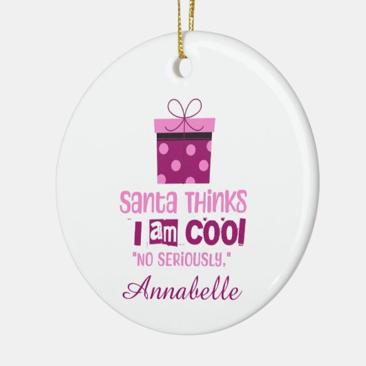 Kerstman denkt ... Roze belettering Ornament (Links)