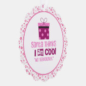 Kerstman denkt ... Roze belettering Ornament Kaart (Rechts)