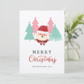 Kerstman Dennenboom Kerstvakantie Kaart (Staand voorkant)