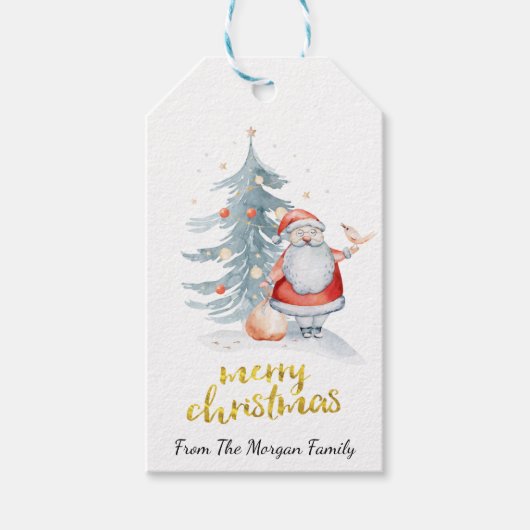 Kerstman Dennengehakt Kerstmis Cadeaulabel (Voorkant)
