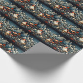 Kerstman Dennengehucht Rode Bloemen Cadeaupapier (Hoek)