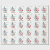 Kerstman Dennenzaad Kerstmis   Cadeaupapier (Vlak)