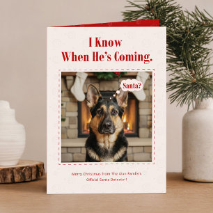 Kerstman detective schattige grappige hond kerstmi feestdagen kaart
