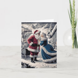 Kerstman die afscheid neemt van mevrouw Claus - bl Feestdagen Kaart
