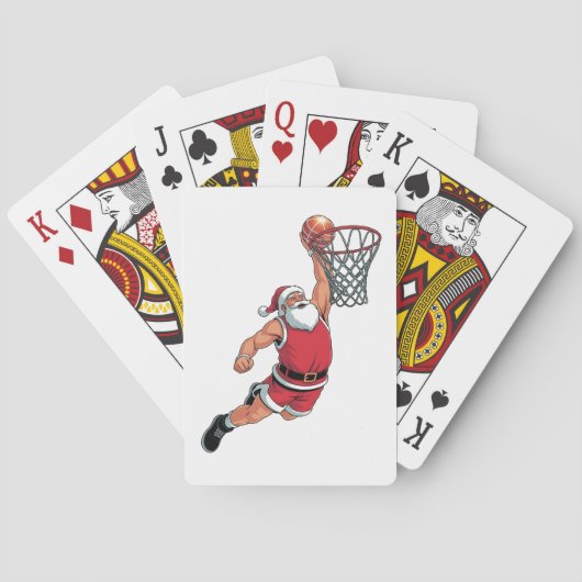 Kerstman die basketbal speelt, kerstsportliefhebbe pokerkaarten (Achterkant)