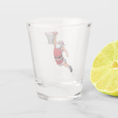 Kerstman die basketbal speelt, kerstsportliefhebbe shot glas (Achterkant)