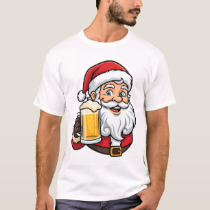 Kerstman die bier drinkt Kerst grafiek T-shirt