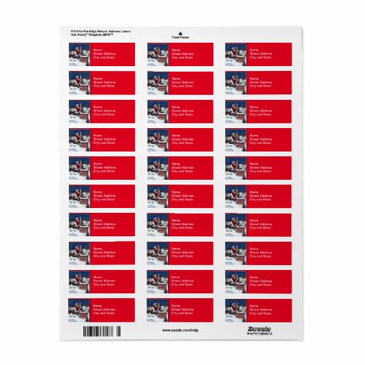 Kerstman die boeken bezorgt op kerstavond etiket (Full Sheet)