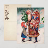 kerstman die Briefkaart voor kinderen inneemt (Voorkant / Achterkant)