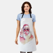 Kerstman die Bubble Gum Roze Zonnebril blaast  Schort (Gedragen)