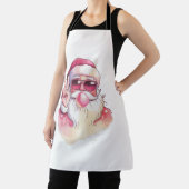 Kerstman die Bubble Gum Roze Zonnebril blaast  Schort (Insitu)