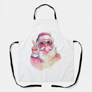 Kerstman die Bubble Gum Roze Zonnebril blaast  Schort