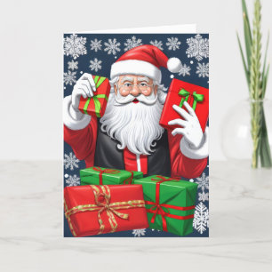 Kerstman die cadeaus bezorgt feestdagen kaart