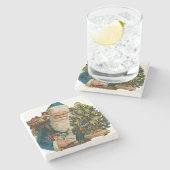  kerstman die cadeaus levert stenen onderzetter (Zijkant)